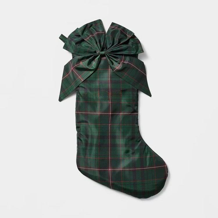 This green plaid stocking is so chic for the holidays! #ABlissfulNest